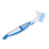 Denture Bath Case Cup Box Holder Storage Container with Denture Cleaner Brush Strainer Basket for Travel Cleaning, Blue
