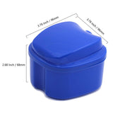 Denture Bath Case with Cleaner Brush and Strainer Basket, Denture Cup Box Holder Storage Container for Travel Cleaning, Purple