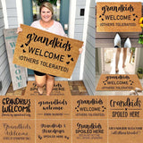 Grandkids Welcome Doormat Funny Outdoor Entrance Mat Waterproof Front Porch Rug Spring Floor Decor, 16x24 Inch
