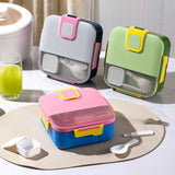 Bento Box Adult Lunch Box for Men Women with Utensils, Sauce Jar and Muffin Liners, Microwave and Dishwasher Safe, Gray