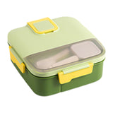 Bento Box Adult Lunch Box for Men Women, Leakproof Food Container with Utensils, Sauce Jar, Muffin Liners, Microwave and Dishwasher Safe, Green