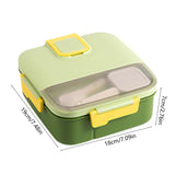 Bento Box Adult Lunch Box for Men Women, Leakproof Food Container with Utensils, Sauce Jar, Muffin Liners, Microwave and Dishwasher Safe, Green