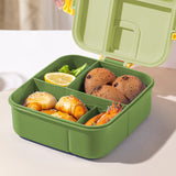 Bento Box Adult Lunch Box for Men Women, Leakproof Food Container with Utensils, Sauce Jar, Muffin Liners, Microwave and Dishwasher Safe, Green