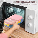 Bento Box Adult Lunch Box for Men Women, Lunch Container with Utensils, Sauce Jar, Muffin Liners, Microwave and Dishwasher Safe, Pink