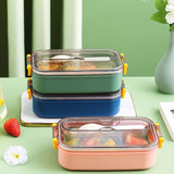 Adult Bento Box Lunch Box for Men Women, Leakproof Food Container with Utensils, Sauce Jar, Muffin Liners, Microwave and Dishwasher Safe, Pink
