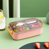 Adult Bento Box Lunch Box for Men Women, Leakproof Food Container with Utensils, Sauce Jar, Muffin Liners, Microwave and Dishwasher Safe, Pink