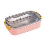Adult Bento Box Lunch Box for Men Women, Leakproof Food Container with Utensils, Sauce Jar, Muffin Liners, Microwave and Dishwasher Safe, Pink
