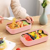 Adult Bento Box Lunch Box for Men Women, Leakproof Food Container with Utensils, Sauce Jar, Muffin Liners, Microwave and Dishwasher Safe, Pink