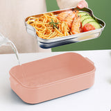 Adult Bento Box Lunch Box for Men Women, Leakproof Food Container with Utensils, Sauce Jar, Muffin Liners, Microwave and Dishwasher Safe, Pink