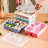 Bento Box Adult Lunch Box, 4 Compartment Food Container with Utensils, Sauce Jar and Muffin Liners, Microwave Dishwasher Safe for Men Women, Pink