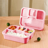 Bento Box Adult Lunch Box, 4 Compartment Food Container with Utensils, Sauce Jar and Muffin Liners, Microwave Dishwasher Safe for Men Women, Pink