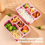 Bento Box Adult Lunch Box, 4 Compartment Food Container with Utensils, Sauce Jar and Muffin Liners, Microwave Dishwasher Safe for Men Women, Pink