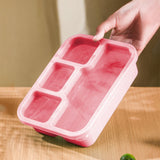Bento Box Adult Lunch Box, 4 Compartment Food Container with Utensils, Sauce Jar and Muffin Liners, Microwave Dishwasher Safe for Men Women, Pink