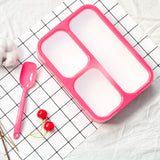 Bento Box Adult Lunch Box with Utensils, Sauce Jar and Muffin Liners, 3 Compartment Leakproof Food Container for Men Women, Microwave and Dishwasher Safe, Red