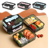 Bento Box Adult Lunch Box with Utensils, Sauce Jar, Muffin Liners, 3 Compartment Food Container for Men Women, Microwave and Dishwasher Safe, White