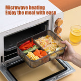 Bento Box Adult Lunch Box with Utensils, Sauce Jar, Muffin Liners, 3 Compartment Food Container for Men Women, Microwave and Dishwasher Safe, White