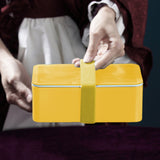 Bento Box Adult Lunch Box with Utensils, Sauce Jar and Muffin Liners, Microwave Dishwasher Safe Food Container for Adults Men Women, Yellow
