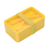 Bento Box Adult Lunch Box with Utensils, Sauce Jar and Muffin Liners, Microwave Dishwasher Safe Food Container for Adults Men Women, Yellow