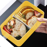 Bento Box Adult Lunch Box with Utensils, Sauce Jar and Muffin Liners, Microwave Dishwasher Safe Food Container for Adults Men Women, Yellow