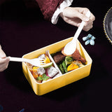 Bento Box Adult Lunch Box with Utensils, Sauce Jar and Muffin Liners, Microwave Dishwasher Safe Food Container for Adults Men Women, Yellow