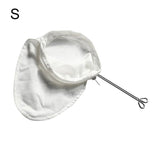 1 Pack Strainer, Reusable Coffee Powder Tea Mesh Filter Bag with Stainless Steel Handle Cotton Cloth Strainer, White
