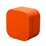 Square Metal Tea Caddy with Secure Lid for Loose Leaf Tea, Coffee, Sweets and Small Dry Goods, Compact Kitchen Storage Tin, Orange