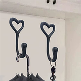 Heavy Duty Coat Hooks, 4pcs Cast Iron Love Heart Shape Wall Hooks for Hanging Coats, Black No Rust Hooks for Scarf, Bag, Towel