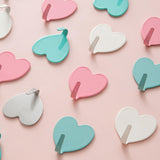 12 pcs Heart Shaped Self-Adhesive Wall Hook Door Hook Coat Hooks, Stainless Steel Strong Sticky Decorative Hooks for Kitchen