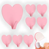 12 pcs Heart Shaped Self-Adhesive Wall Hook Door Hook Coat Hooks, Stainless Steel Strong Sticky Decorative Hooks for Kitchen
