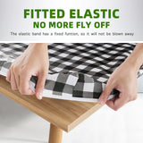 Picnic Table Cover with Bench Covers Fitted Table Clothes for 6 Foot Rectangle Tables (30x72 Inch,3-Pieces, Black Plaid)