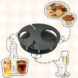Premium Reusable Appetizer Wine Holder Plate for parties Catering and Home Use-Cocktail Buffet Plates with Drink Holder