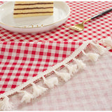 Tassel Tablecloth Cotton Linen Dust-Proof Table Cover for Kitchen Picnic Dinning Tabletop Home Decoration