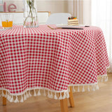 Tassel Tablecloth Cotton Linen Dust-Proof Table Cover for Kitchen Picnic Dinning Tabletop Home Decoration