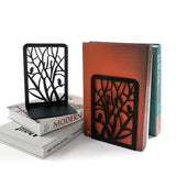 2 pcs Black Bird on Tree Bookends - Classic Tree Shadow Book Ends for Shelves, Heavy Duty Metal Books Stopper