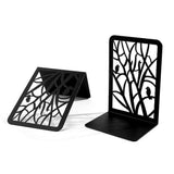 2 pcs Black Bird on Tree Bookends - Classic Tree Shadow Book Ends for Shelves, Heavy Duty Metal Books Stopper