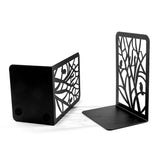 2 pcs Black Bird on Tree Bookends - Classic Tree Shadow Book Ends for Shelves, Heavy Duty Metal Books Stopper