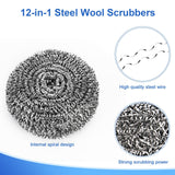 3 Pack Stainless Steel Wool Scrubber, Scrubbing Scouring Pad, Steel Wool Scrubber for Kitchens, Bathroom and More