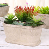 4 pcs Modern Artificial Succulent Arrangement Potted in Gray Concrete Plant Bowl, Assorted Faux Mini Succulen