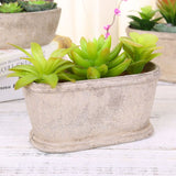 4 pcs Modern Artificial Succulent Arrangement Potted in Gray Concrete Plant Bowl, Assorted Faux Mini Succulen