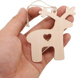 10pcs Christmas Reindeer Wood Hanging Ornament Wooden Elk Cutouts Unfinished Wood Reindeer Blank Wood Slices Wooden