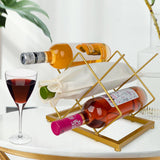 Wine Rack Countertop -5 Bottle Freestanding Modern Gold Metal Small Wine Rack Tabletop Wine Bottle Holder Stand for Cabinet Pantry