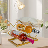 Wine Rack Countertop -5 Bottle Freestanding Modern Gold Metal Small Wine Rack Tabletop Wine Bottle Holder Stand for Cabinet Pantry