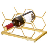Countertop Wine Rack - 5 Bottle Freestanding Modern Gold Metal Small Wine Rack - Tabletop Wine Holder Stand for Cabinet, Pantry