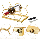 Countertop Wine Rack - 5 Bottle Freestanding Modern Gold Metal Small Wine Rack - Tabletop Wine Holder Stand for Cabinet, Pantry