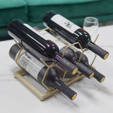 Countertop Wine Rack - 5 Bottle Freestanding Modern Gold Metal Small Wine Rack - Tabletop Wine Holder Stand for Cabinet, Pantry