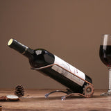 Stainless Steel Single Bottle Holder Tabletop Wine Rack Novelty Gift for Kitchen Home Decor (L Style, Bronze)