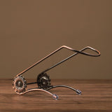 Stainless Steel Single Bottle Holder Tabletop Wine Rack Novelty Gift for Kitchen Home Decor (L Style, Bronze)