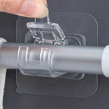 No Drill Curtain Rod Brackets, Self Adhesive Curtain Rod Holder Hooks Nail-Free Adjustable Clamp Hooks Wall Curtain Fixed (2pcs)