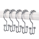 Rust Resistant Metal Double Glide Shower Hooks Rings for Bathroom Shower Rods Curtains, Set of 6 Hooks - Nickel
