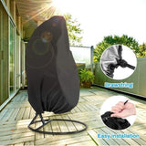 Durable Large Wicker Egg Swing Chair Covers, Waterproof Heavy Duty Weather Resisatnt Outdoor Chair Cover,(Black,Single)
